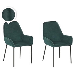 Esszimmerstuhl Dunkelgrün Schwarz Cord Metall 2er Set Wohnzimmerset Esszimmer Salon
