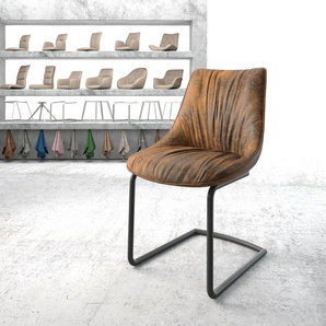 Schwingstuhl Elda-Flex Braun Antik Freischwinger rund Schwarz, Esszimmerstühle