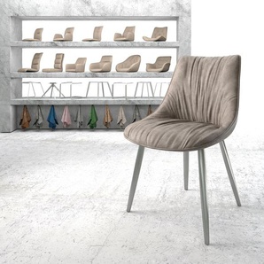 Esszimmerstuhl Elda-Flex Taupe Vintage 4-Fuß konisch Edelstahl, Esszimmerstühle
