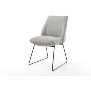 Esszimmerstuhl Elso-Flex Cord Silbergrau Kufengestell Schwarz Taschenfederkern, Esszimmerstühle