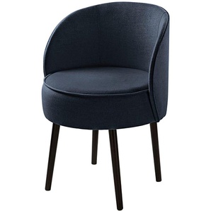 Esszimmerstuhl FINK Jaime Stühle Gr. B/H/T: 59 cm x 75 cm x 57 cm, Strickstoff MELANGE, blau Küchenstühle mit runder Sitzfläche