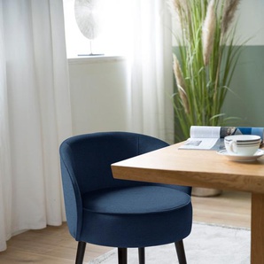 Esszimmerstuhl FINK JAMIE Stühle Gr. B/H/T: 59 cm x 75 cm x 57 cm, Flachgewebe LEINENOPTIK, blau (blau leinenoptik) Küchenstühle mit runder Sitzfläche