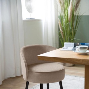 Esszimmerstuhl FINK JAMIE Stühle Gr. B/H/T: 59 cm x 75 cm x 57 cm, Flachgewebe LEINENOPTIK, braun (taupe leinenoptik) Küchenstühle mit runder Sitzfläche