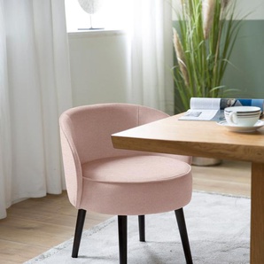 Esszimmerstuhl FINK JAMIE Stühle Gr. B/H/T: 59 cm x 75 cm x 57 cm, Flachgewebe LEINENOPTIK, rosa (rose leinenoptik) Küchenstühle mit runder Sitzfläche