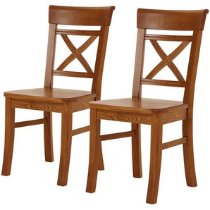 Esszimmerstuhl 2er-Set 45 x 94 x 43cm Braun/Bernstein