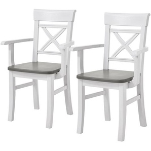 Esszimmerstuhl II 2er-Set 45 x 94 x 43cm Weiß/Kiefer Weiß/Kiefer Grau