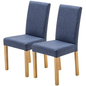 Esszimmerstuhl Flen II 2er-Set 44 x 92 x 57cm Blau/Jeansblau Buche Hell