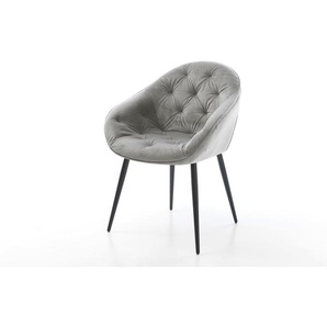 Esszimmerstuhl Gaio-Flex Samt Grau 4-Fuß konisch Schwarz, Esszimmerstühle