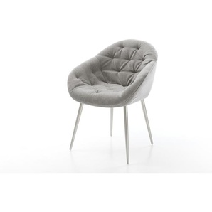 Esszimmerstuhl Gaio-Flex Strukturstoff Soft Grau 4-Fuß konisch Edelstahl, Esszimmerstühle
