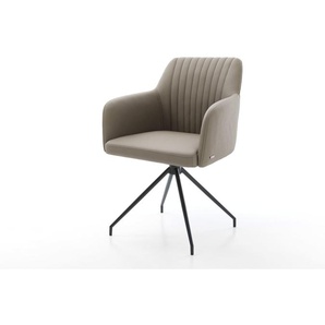 Esszimmerstuhl Greg-Flex Echt-Leder Schlamm Kreuzgestell konisch Schwarz Taschenfederkern, Esszimmerstühle