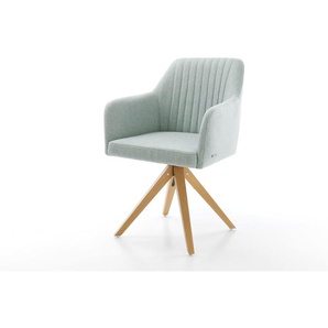 Drehstuhl Greg-Flex Stripes Mint Holzgestell kantig 180° drehbar, Esszimmerstühle