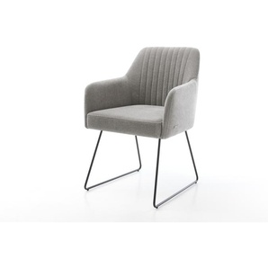 Esszimmerstuhl Greg-Flex Strukturstoff Soft Grau Kufengestell Schwarz Taschenfederkern, Esszimmerstühle