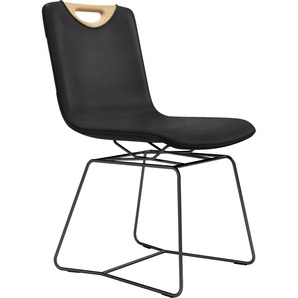Esszimmerstuhl GWINNER Mila Stühle Gr. B/H/T: 47 cm x 92 cm x 60 cm, 1 St., Stoff Lederoptik, mit Griff + Stahl, schwarz (georgia 420) Küchenstühle echtholzfurniert, wahlweise mit Griff, Schwingfunktion