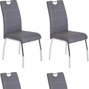 Esszimmerstuhl HELA Susi Stühle Gr. B/H/T: 44 cm x 98 cm x 61 cm, 4 St., Kunstleder, Metall, grau (grau, silberfarben) Küchenstühle 1, 2 oder 4 Stück