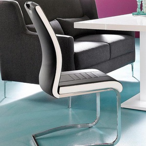 Esszimmerstuhl HELA Tabea Stühle Gr. B/H/T: 43 cm x 99 cm x 61 cm, 2 St., Kunstleder, Metall, schwarz (schwarz, weiß, silberfarben) Küchenstühle