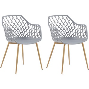 Moderner hellgrauer Stuhl im edlen Rautendesign im 2er Set Nashua