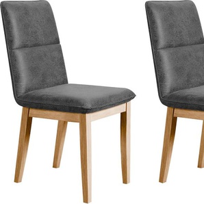 Esszimmerstuhl HOME AFFAIRE Beluna Polsterstuhl Esszimmer Bestseller, schwarz (anthrazit (cobra 2000), wotan), B:47cm H:91cm T:60cm, Polyester, Stühle, Gestell und Beine aus massiver Eiche modernes Landhaus