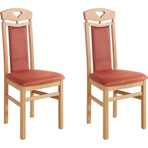 Esszimmerstuhl HOME AFFAIRE Berta Stühle Gr. B/H/T: 46 cm x 103 cm x 50,5 cm, 2 St., Microfaser, Gestell buchefarben + Massivholz, orange (terra) 4-Fuß-Stuhl Küchenstuhl Möbel Polsterstuhl Stuhl Küchenstühle Stühle Bezug in Microfaser, Gestell aus Buche