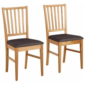 Esszimmerstuhl HOME AFFAIRE Ruanda Küchenstuhl Stühle Gr. B/H/T: 44 cm x 92 cm x 50 cm, 4 St., Webstoff, Massivholz, braun (braun, eichefarben) Küchenstühle im 2er, 4er oder 6er-Set, Holzstuhl