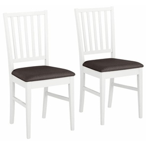 Esszimmerstuhl HOME AFFAIRE Ruanda Küchenstuhl Stühle Gr. B/H/T: 44 cm x 92 cm x 50 cm, 4 St., Webstoff, Massivholz, braun (braun, weiß) Küchenstühle im 2er, 4er oder 6er-Set, Holzstuhl