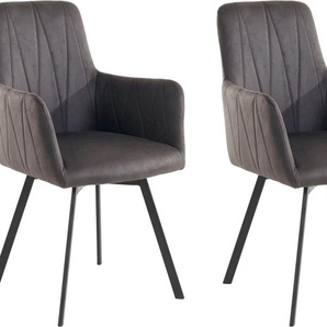 Esszimmerstuhl HOME AFFAIRE Stühle Gr. B: 58 cm, 2 St., Microfaser VINTAGE Lederoptik, Stahl, grau (vintage anthrazit, schwarz) Küchenstühle
