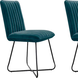 Esszimmerstuhl HOME AFFAIRE Tenor Stühle Gr. B/H/T: 46,5 cm x 92 cm x 60 cm, 2 St., Lu x us-Microfaser, Metall, grün (petrol (avelina 9192), schwarz) Küchenstühle