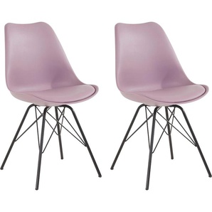 Esszimmerstuhl HOMEXPERTS Ursel 01 Stühle Gr. B/H/T: 55 cm x 85 cm x 48 cm, 2er Set, Kunstleder, Metall, lila (flieder, schwarz) Küchenstühle Sitzschale mit Sitzkissen in Kunstleder