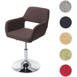 Esszimmerstuhl HWC-A50 III, Stuhl Küchenstuhl, Retro 50er Jahre, Stoff/Textil ~ braun, Chromfuß