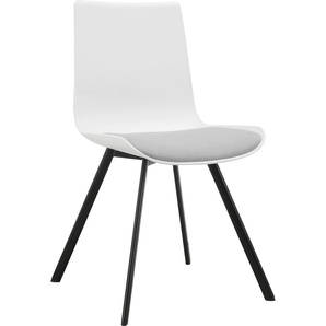 Esszimmerstuhl INOSIGN Ayden Stühle Gr. B/H/T: 46 cm x 85 cm x 52,5 cm, 2 St., Polyester, Metall, weiß (weiß, schwarz) Küchenstühle festmontierte Sitzkissen, Gestell aus Metall, Sitzhöhe 48 cm