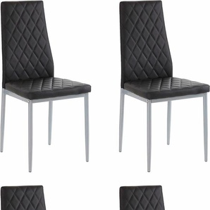 Esszimmerstuhl INOSIGN Brooke Stühle Gr. B/H/T: 42 cm x 96 cm x 53 cm, 4 St., Kunstleder, Metall, schwarz (schwarz, grau) Küchenstühle (2 oder 4 Stück) Bezug in Kunstleder
