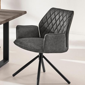 Esszimmerstuhl INOSIGN Preston Stühle Gr. B/H/T: 56 cm x 88 cm x 62 cm, 2 St., Luxus-Microfaser in Lederoptik, Metall, grau (anthrazit) Küchenstühle Stühle Luxus-Microfaser Bezug in Lederoptik, mit Metallbeinen, Sitzhöhe 48 cm