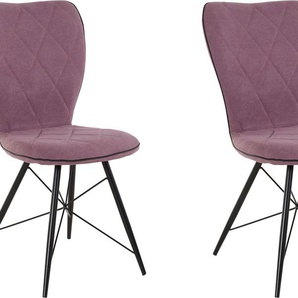 Esszimmerstuhl INOSIGN Viola Stühle Gr. B/H/T: 47 cm x 90 cm x 62 cm, 2 St., Polyester, Metall, lila (lila, schwarz) Küchenstühle Bezug in Webstoff, schwarzes Metallgestell