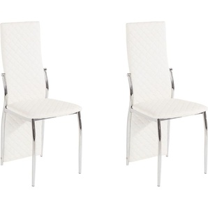 Esszimmerstuhl INOSIGN Wilson Stühle Gr. B/H/T: 45,5 cm x 98 cm x 48 cm, 2 St., Kunstleder, Metall, weiß (weiß, silberfarbend) Küchenstühle