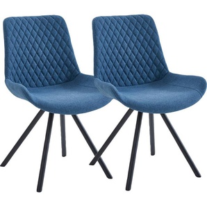 Esszimmerstuhl INTER-FURN Meran Stühle Gr. B/H/T: 56 cm x 86 cm x 59 cm, 2 St., Polyester, Stahl, blau (blau, schwarz) Küchenstühle 2er Set, Metallbeine, gesteppte Sitzfläche, Polyester, Sitzhöhe: 46 cm