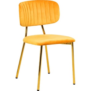 Esszimmerstuhl KAYOOM Kian Stühle Gr. B/H/T: 47 cm x 80 cm x 51 cm, 2 St., Stoffbezug, Eisen, orange (hellorange) Esszimmerstuhl Küchenstuhl 4-Fuß-Stuhl Küchenstühle
