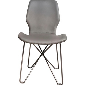 Esszimmerstuhl Layla Tische Gr. B/H/T: 47 cm x 86 cm x 57 cm, Polyester Lederoptik, Metall, grau (grau, grau) Küchenstühle