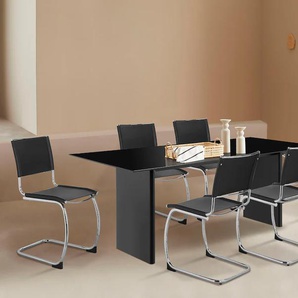 Esszimmerstuhl LEGER HOME BY LENA GERCKE Danika Stühle Gr. B/H/T: 44 cm x 86 cm x 56 cm, 1 St., Kunstleder, Metall, schwarz (schwarz, chromfarben) Küchenstühle offene untere Rückenlehne, mit Kunstlederbezug, Sitzhöhe ca. 46,5 cm