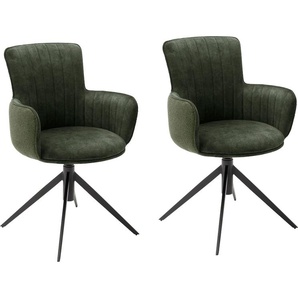 Esszimmerstuhl MCA FURNITURE Denia Stühle Gr. B/H/T: 60 cm x 87 cm x 64 cm, 2 St., Metall, grün (olive, schwarz matt lackiert) Küchenstühle