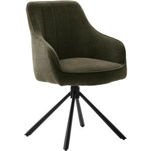 Esszimmerstuhl MCA FURNITURE KASAMA Stühle Gr. B/H/T: 62 cm x 91 cm x 62 cm, Strukturstoff, Metall, grün (olive, schwarz matt lackiert) Küchenstühle
