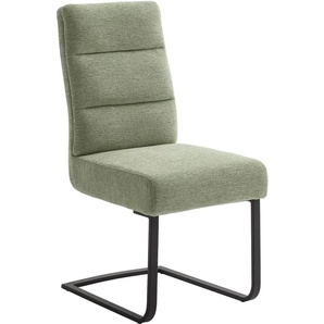 Esszimmerstuhl MCA FURNITURE LIMASSOL Stühle Gr. B/H/T: 47 cm x 96 cm x 64 cm, Chenille, Metall, grün (olive, schwarz matt lackiert) Küchenstühle