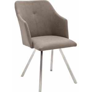 Esszimmerstuhl MCA FURNITURE Madita 4 Fuß Stuhl B-eckig Stühle Gr. B/H/T: 54 cm x 88 cm x 62 cm, 2 St., Velours in Lederoptik uni, 4-Bein-Stuhl + Edelstahl, grau (taupe) Küchenstühle Stühle Stuhl belastbar bis max. 140 kg