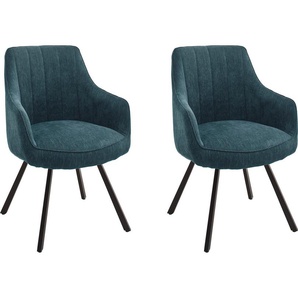 Esszimmerstuhl MCA FURNITURE Sassello Stühle Gr. B/H/T: 60 cm x 87 cm x 61 cm, 2 St., Metall, blau (petrol, schwarz matt lackiert) Küchenstühle