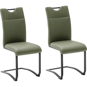Esszimmerstuhl MCA FURNITURE Zapara Stühle grün (olive, schwarz matt) Küchenstühle Mikrofaserbezug, belastbar bis 120 kg mit Griffloch