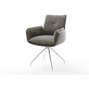 Esszimmerstuhl Nela-Flex Bouclé Soft Schlamm Kreuzgestell konisch Edelstahl, Esszimmerstühle