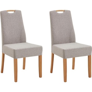Esszimmerstuhl NIEHOFF SITZMÖBEL Molino Stühle Gr. Webstoff, Arte taupe, grau (taupe) Küchenstühle Stühle Griff im Rücken, 2er-Set, Füße und massive Eiche