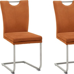 Esszimmerstuhl NIEHOFF SITZMÖBEL Top Chairs Stühle Gr. Microfaser, Campo terracotta, orange (terracotta) Küchenstühle Griff im Rücken, 2er-Set, in 6 Farben