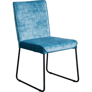 Esszimmerstuhl NOW BY HÜLSTA S23 Stühle Gr. B/H/T: 50,5 cm x 88 cm x 64 cm, Samt, Metall, blau (puderblau, schwarz matt) Küchenstühle