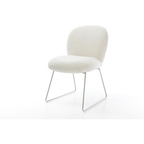 Esszimmerstuhl Nube-Flex Bouclé Soft Beige Kufengestell Edelstahl Taschenfederkern, Esszimmerstühle