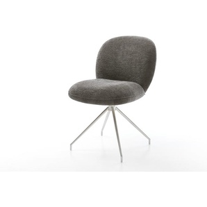 Esszimmerstuhl Nube-Flex Bouclé Soft Schlamm Kreuzgestell konisch Edelstahl Taschenfederkern, Esszimmerstühle