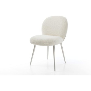 Esszimmerstuhl Nube-Flex Bouclé Weiß 4-Fuß konisch Edelstahl Taschenfederkern, Esszimmerstühle